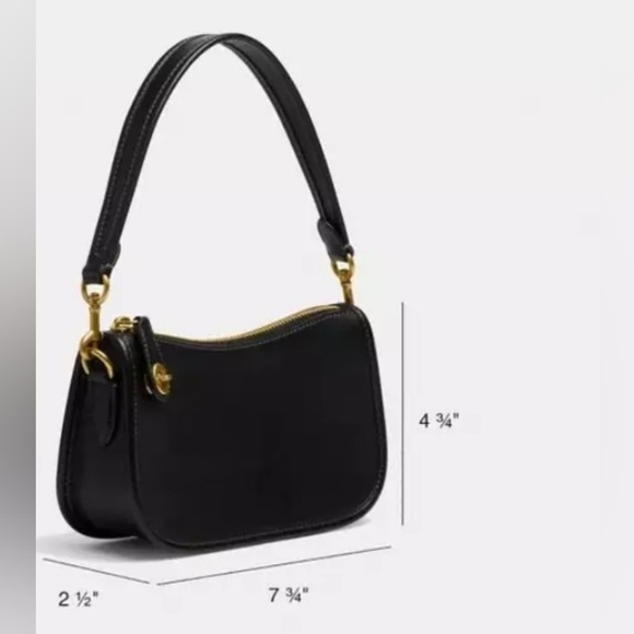 Black Croc-Embossed Coach Swinger 20 Shoulder Bag - Picture 9 of 11